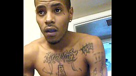 Black thug dick jerking off webcam