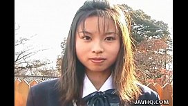 Japanese teen slave sucks for cum