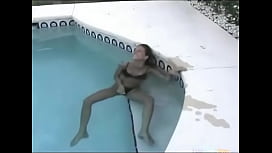 Amateur teen taped swimming pool