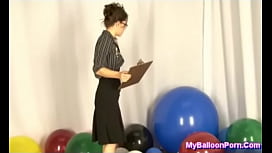 Balloon fetish babes blowing up long balloons