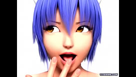Blue hair big tits hentai