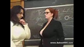 Busty lesbian teacher helps struggling student