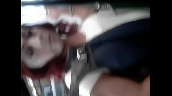 Touch big tits in train scene