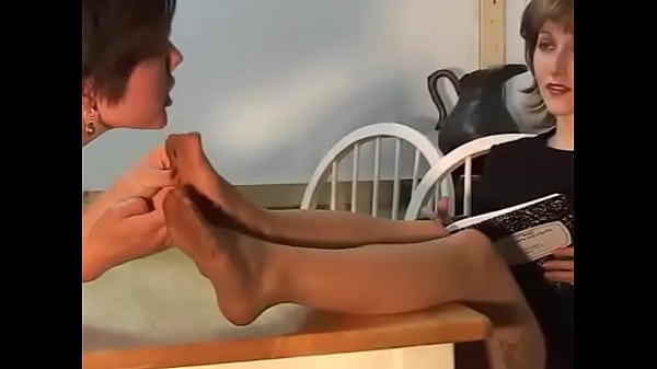 Lesbian boss demands foot worship scene