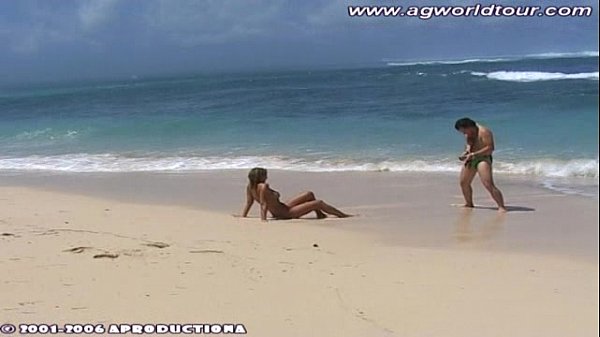 Pissing panties on the beach scene