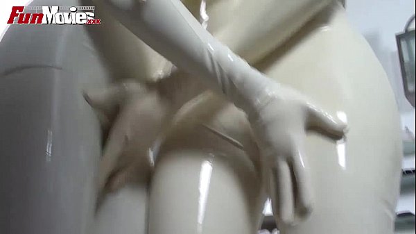 Latex lesbian pissing scene