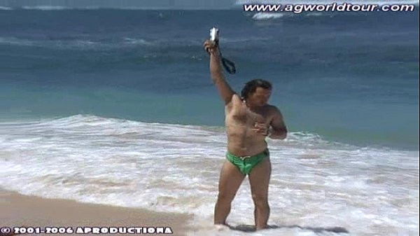 Pissing panties on the beach scene