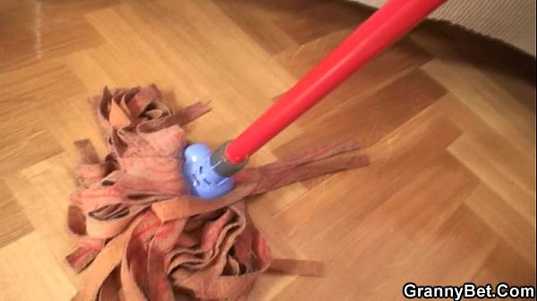 Russian mature cleaning scene